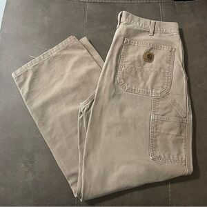 Carhartt Canvas Duck Pants Mens B11 BRN Carpenter Loose Work Utility 34/29